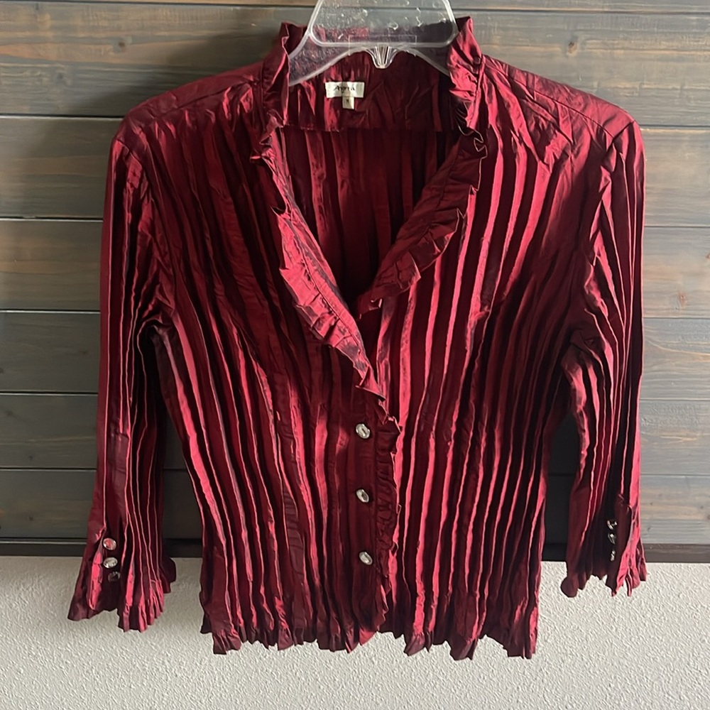 Agora Maroon Red Pleated Top